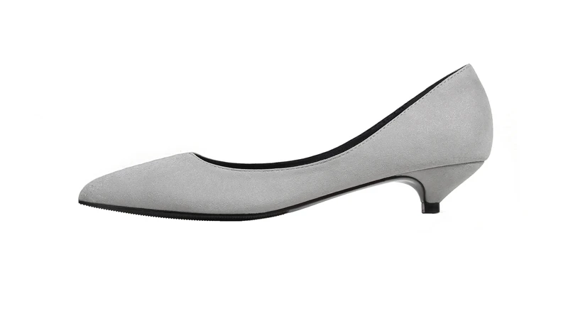 Новые модные женские туфли-лодочки; туфли-лодочки из коровьей замши на низком каблуке; женские деловые туфли с острым носком; однотонные туфли; E0008