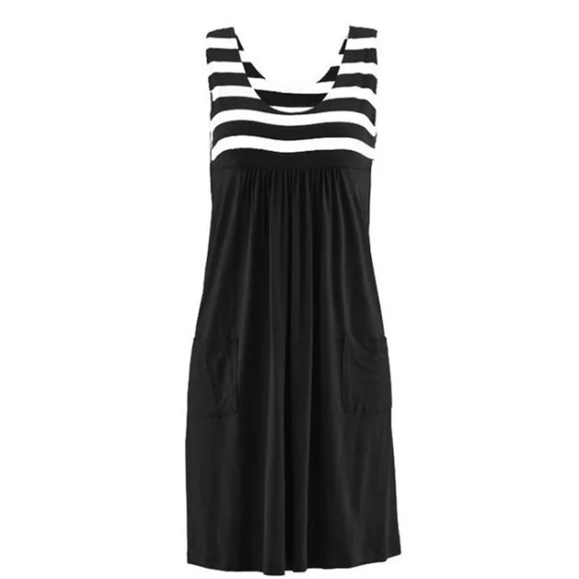 Fashion striped dress large size summer dress loose simple sleeveless dress women s clothing