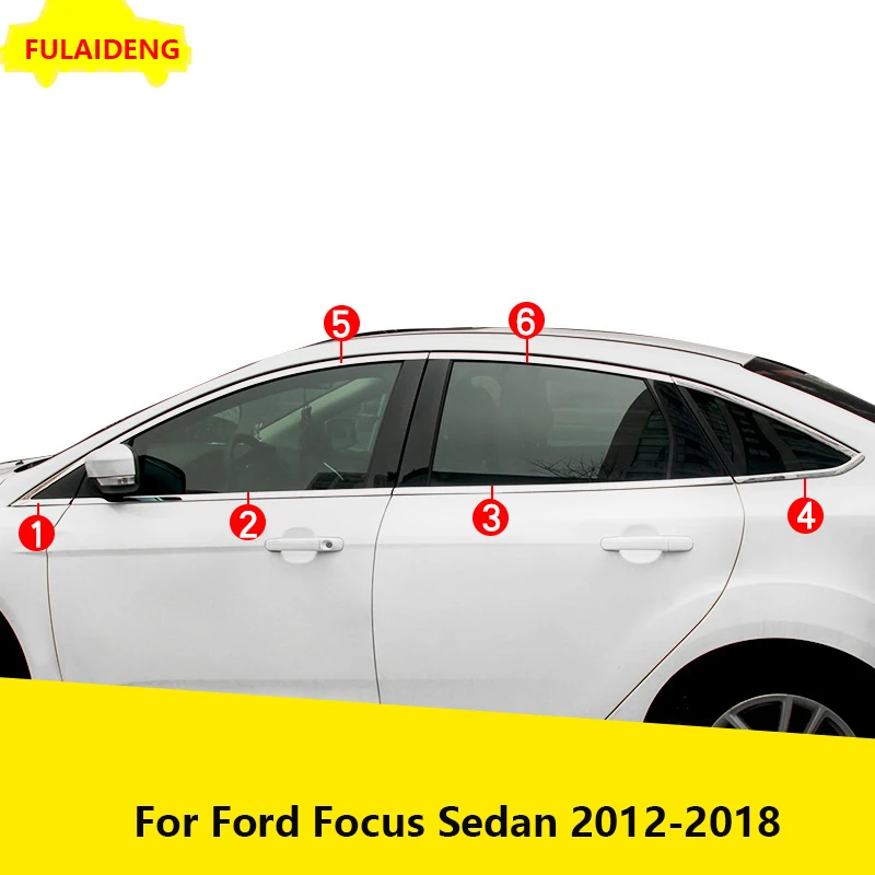 12 шт. рама для дверного окна формование порогов отделка Ford Focus Sedan 2012 2018 аксессуары