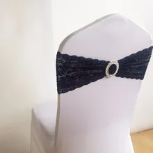 200 шт., спандекс, Белый/темно-синий/черный, лайкра, кружево, ремешок на стул с пряжкой для дня рождения, свадебные украшения, модные кружевные пояса для стульев
