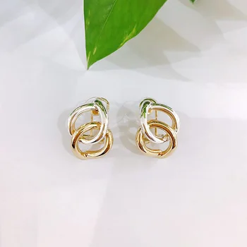 

Viennois Gold & Silver Color Knot Stud Earrings Jewelry For Women Double Color Small Earrings Fashion