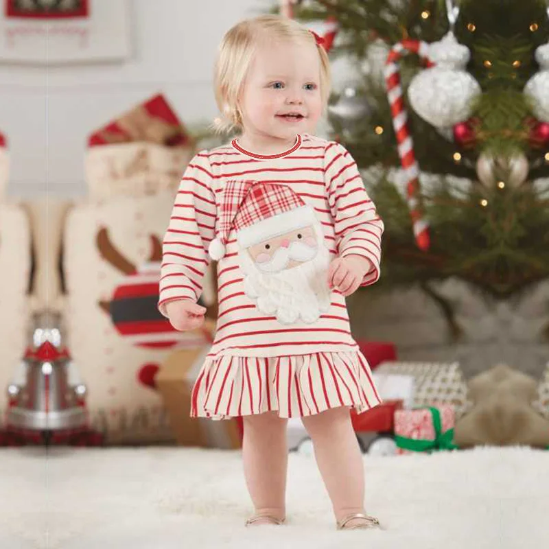 

Christmas Baby Girls Dress Santa Claus Cartoon Princess Dress For Girl Party Dress Christening Gown Baptism Baby Clothes Gift