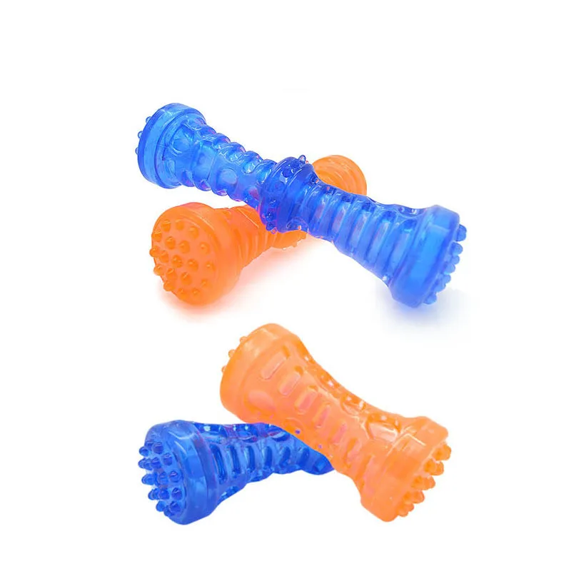 New Dog Toys Pet Puppy Chew TPR Rubber Tooth Cleaning Dumbbells Food