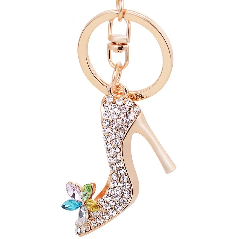 

2019 Full Rhinestone Crystal High-heeled shoes Keychains Car keyrings Women's bags Decoration Cheap price Drop shipping Jewelry