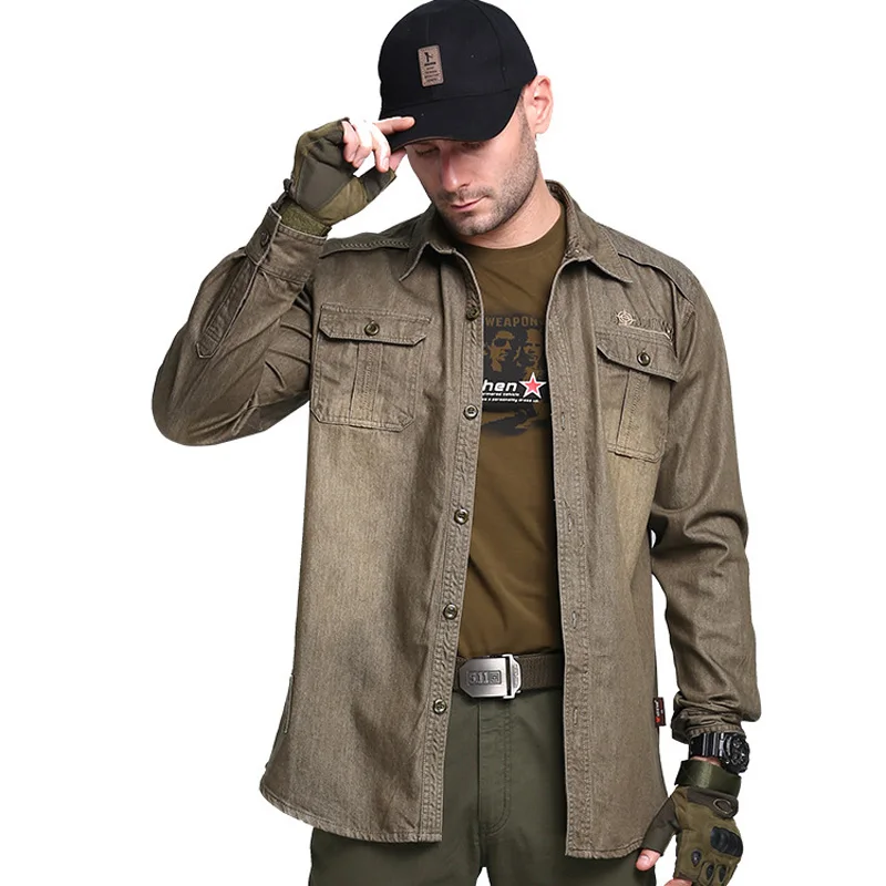 

New Fashion Cotton Men's Military Casual Shirts Mens Long Sleeve Soft Tactical Social Men Clothes 2018 Dress Shirt With Pocket