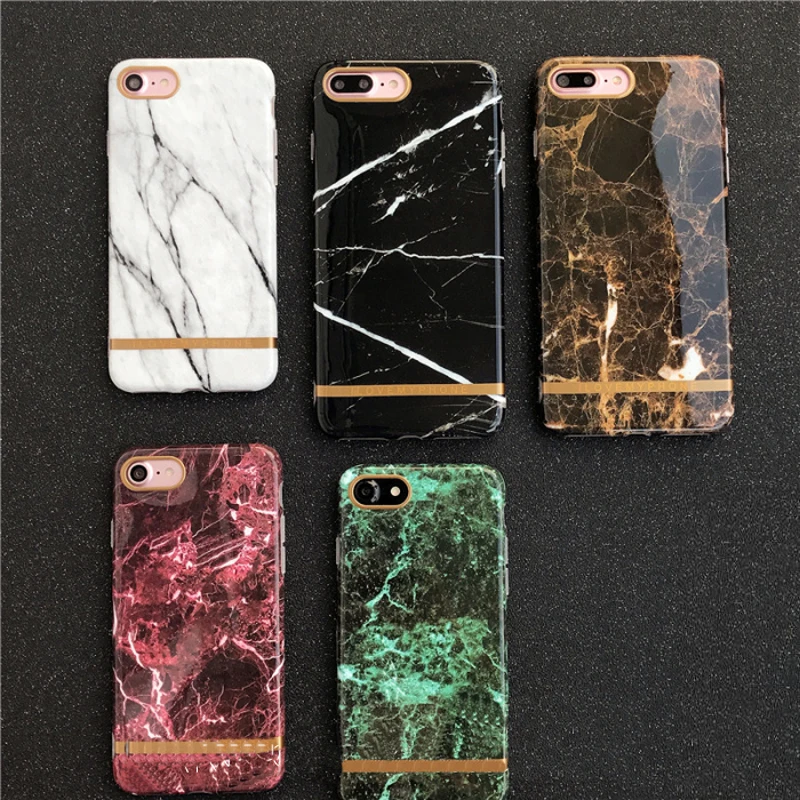 For iPhone 8 Plus Marble Phone Case Luxury Fashion Silicon Cover for X 6 s 6Plus 6splus iPhone8 7 Mobile 418C | Мобильные телефоны
