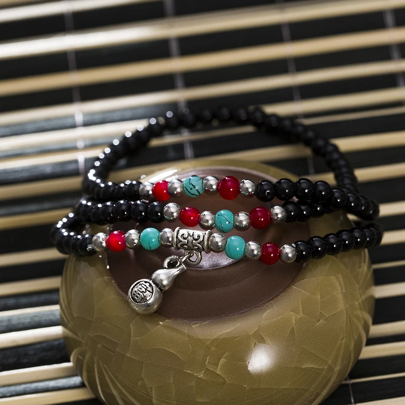 Модный женский многослойный браслет с цепочкой и бусинами, 8 цветов, круглый кулон с бусинами, Длинные Браслеты, ювелирные изделия для женщин, подарок Meajoe