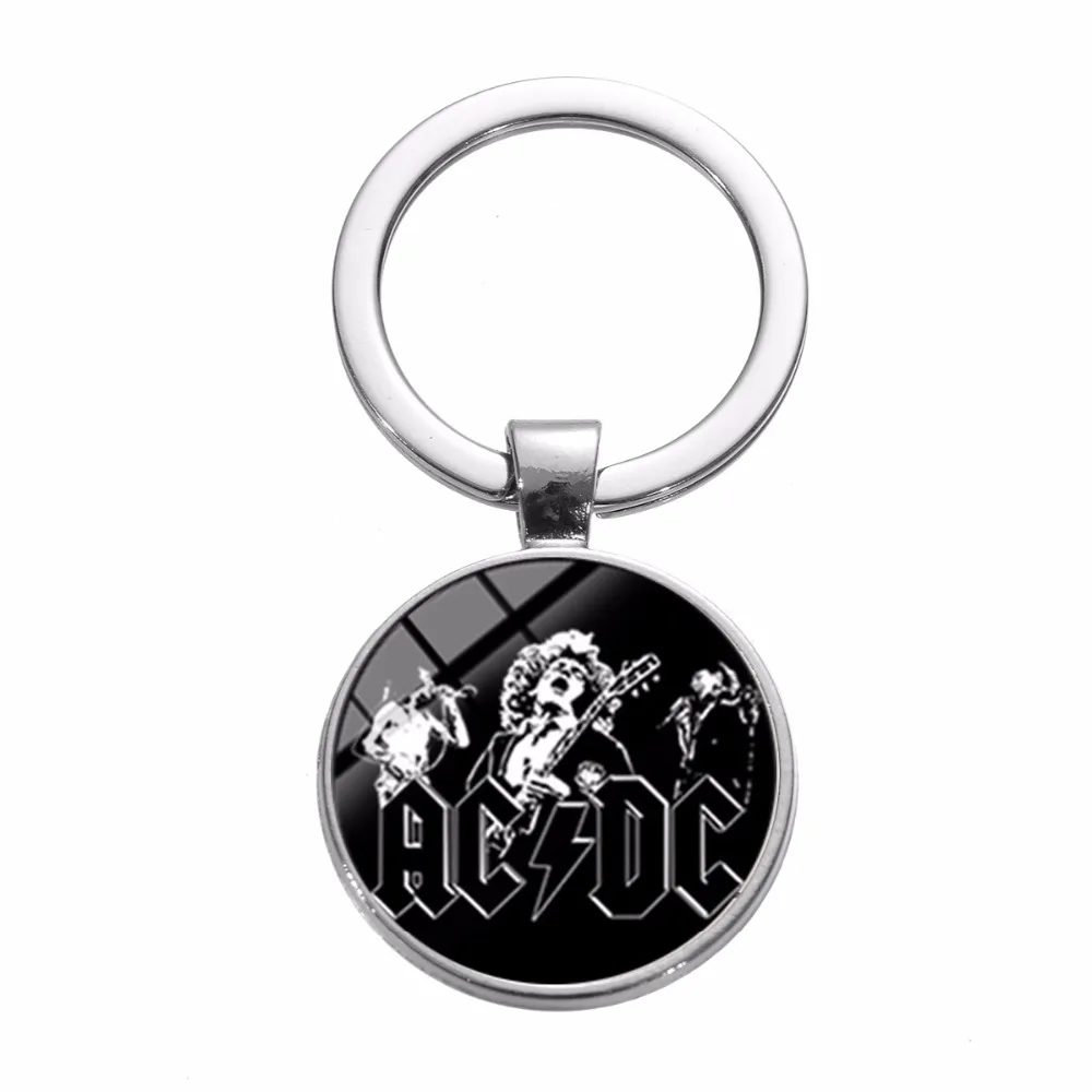 SONGDA Pop Rock Band AC/DC брелок в стиле хип-хоп, панк, модный, с логотипом, с принтом времени, драгоценный камень, металлический автомобильный брелок, держатель для музыкальных фанатов Llaveros