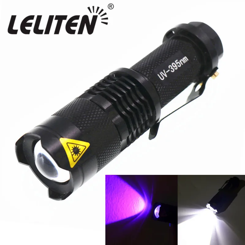 

Zoom Mini Portable Flashlight led UV Violet light Use AA/14500 Battery Torch Zooming torchflashlight