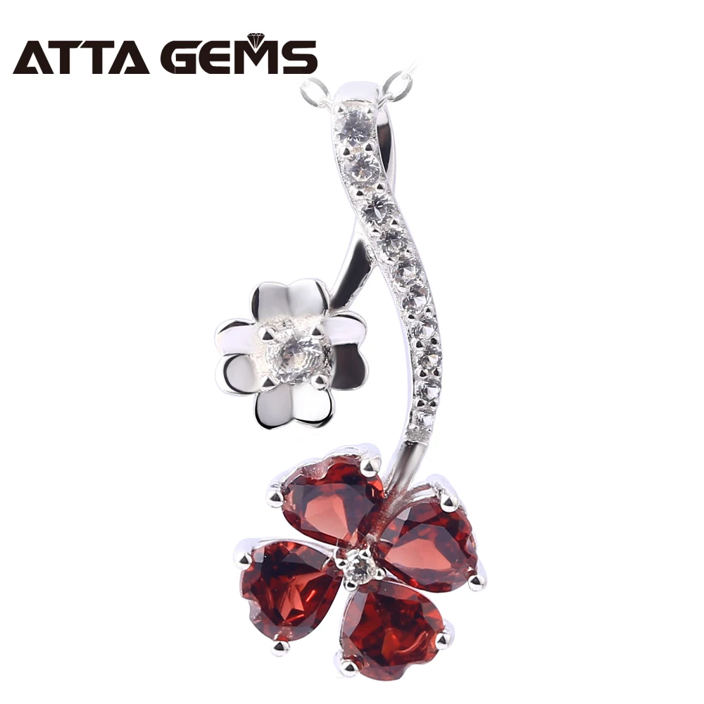 

Natural Garnet Sterling Silver Pendants For Women Fine Jewelry Romantic Sweet Style Natural Red Garnet S925 Women Wedding Party
