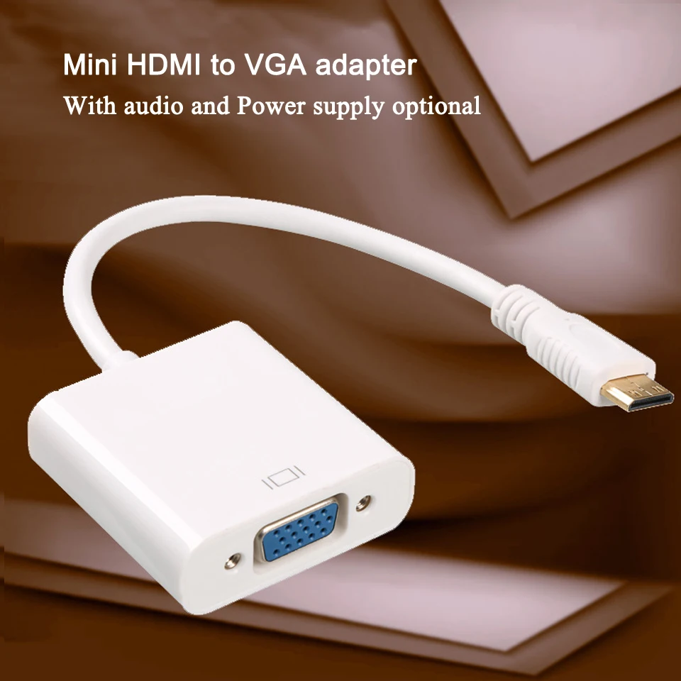 with Audio power supply mini HDMI to VGA video adapter converter cable line (1)