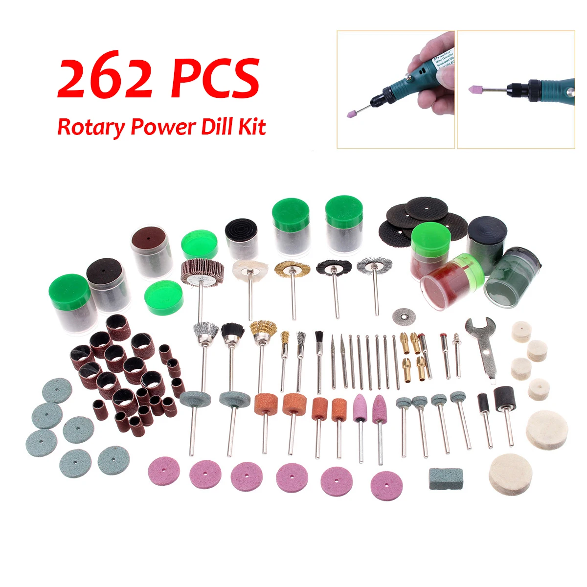 

262 in 1 Mini Electric Die Grinder Rotary Tool Set Accessories Polisher Engraver Tool Kit for Dremel Drill Grinding Polishing