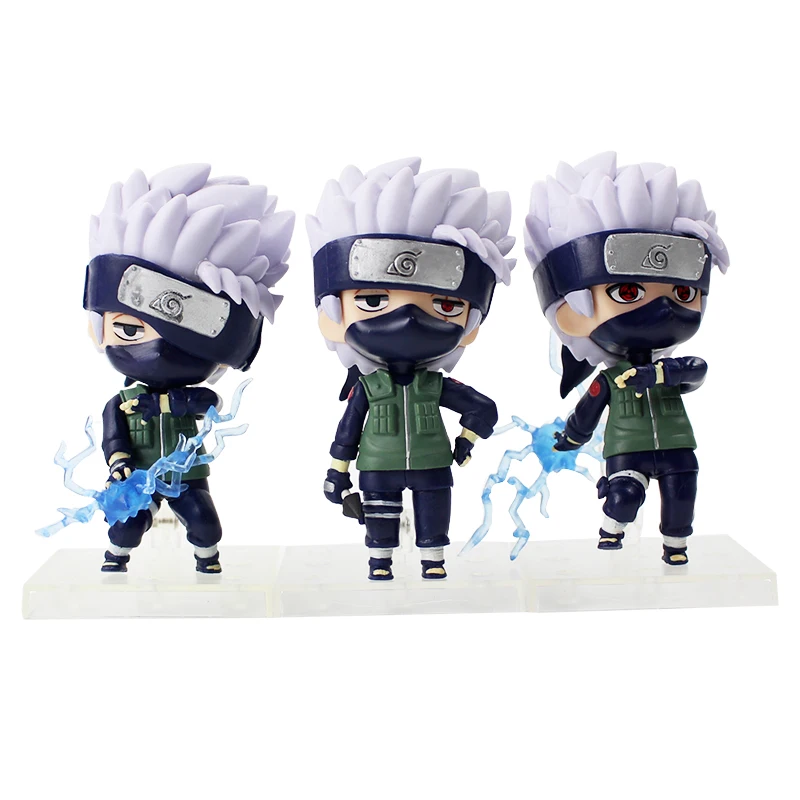 

3pcs/lot 10cm Naruto Shippuden Hatake Kakashi Q Version Figurine Nendoroid PVC Action Figure Model Collection Toys