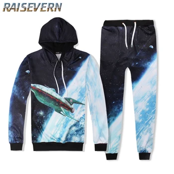 

RAISEVERN Autumn Men's 3D Rocket Tracksuit Jogging Sport Sweat Suit Hoodie Trousers Pants Workout Fitness Tracksuit Clothes Set