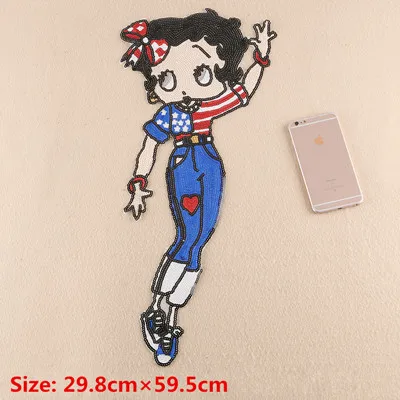 1 шт. Betty Boop сексуальная леди девушка мультфильм патч логотип Утюг на вышитые аппликации знак костюм - Цвет: 1