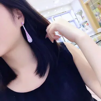 

Qi Xuan_S925 Silver Plated Gold Earrings Earrings Hand-Studded Full Cubic Zirconia High Carbon Zircon Exquisite Vintage Female