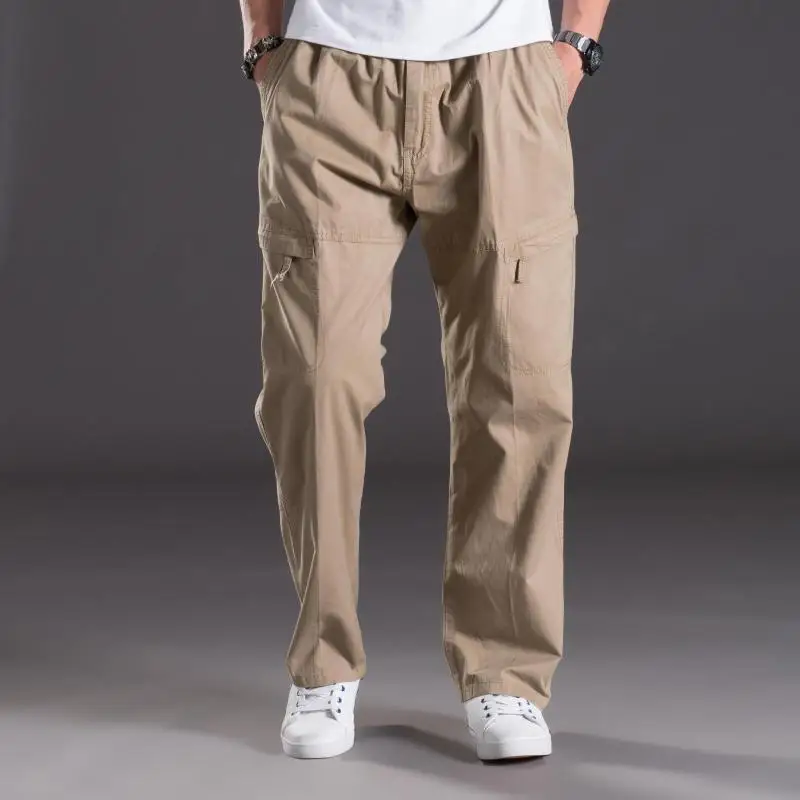 Весенне-летние повседневные штаны для мужчин большой размер 6XL джинсы с карманами штаны оверсайз комбинезоны брюки с эластичной резинкой на талии большие размеры для мужчин