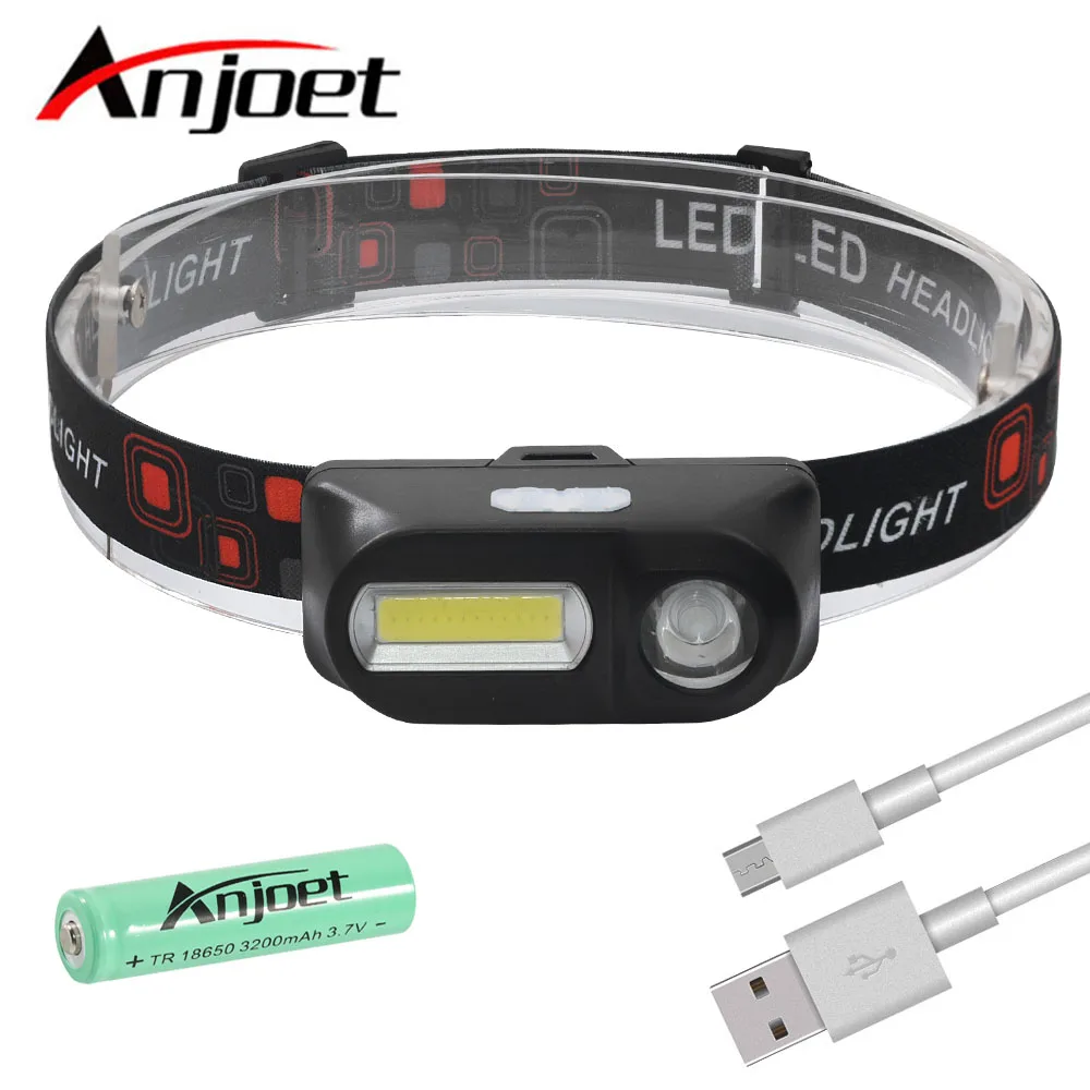 Anjoet мини монолитный блок светодиосветодиодный Головной фонарь вспысветильник USB
