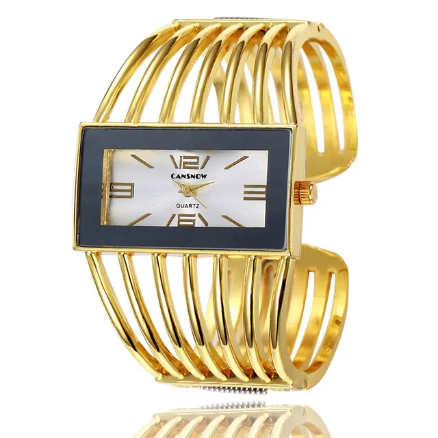 Big Face Gold Silver Cuff Bangle Watch Women Elegant Top Brand Analog Quartz Watch Ladies