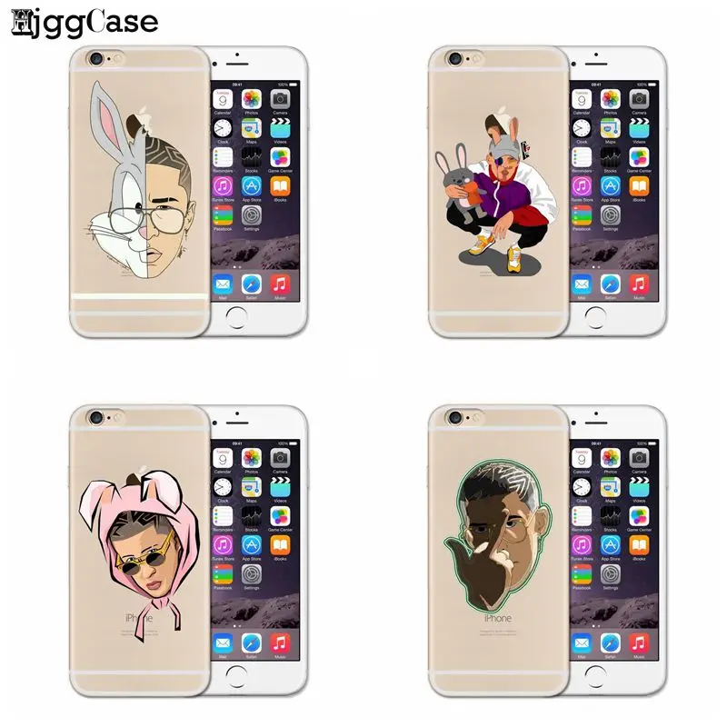 

Soft clear Phone case For iPhone 6 6S Plus Back Cover For iPhone X 8 7 6 6S Plus SE 5 5S Bad Bunny Protective Cases Shell Coque