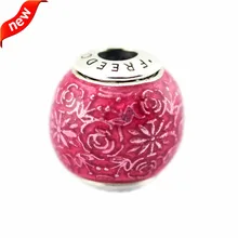 Esencia charms adapta pandora pulsera de plata de plata 925 granos para la joyería que hace la libertad color cereza transparente esmalte encanto fandola