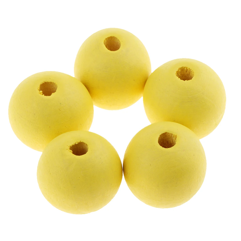 30 Pieces Dyed Color Natural Wood Spacer Loose Beads Necklace Bracelet Charms Findings 20mm