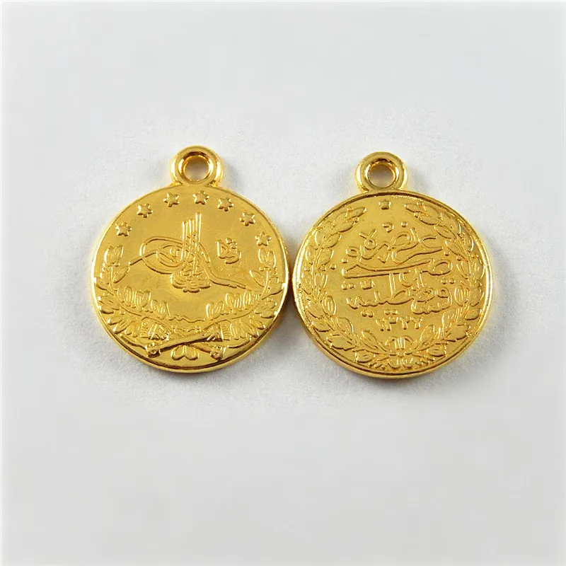 

Julie Wang 20PCS 16mm Antique Gold Coins Charms Alloy Suspension Pendants For Bracelet Jewelry Making Necklace Accessory