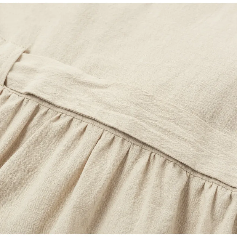 Женская рубашка с v-образным вырезом из хлопка и льна, короткий летний кардиган с короткими рукавами, кружевные платья