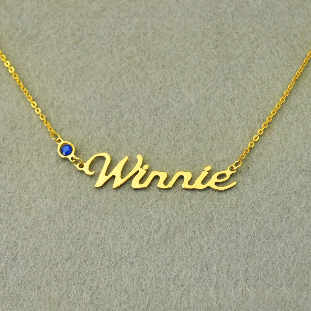 Jumping Birthstone Name Necklace Personalized Custom Name Necklace，Customize Any Name as Unique Gift for Birthday