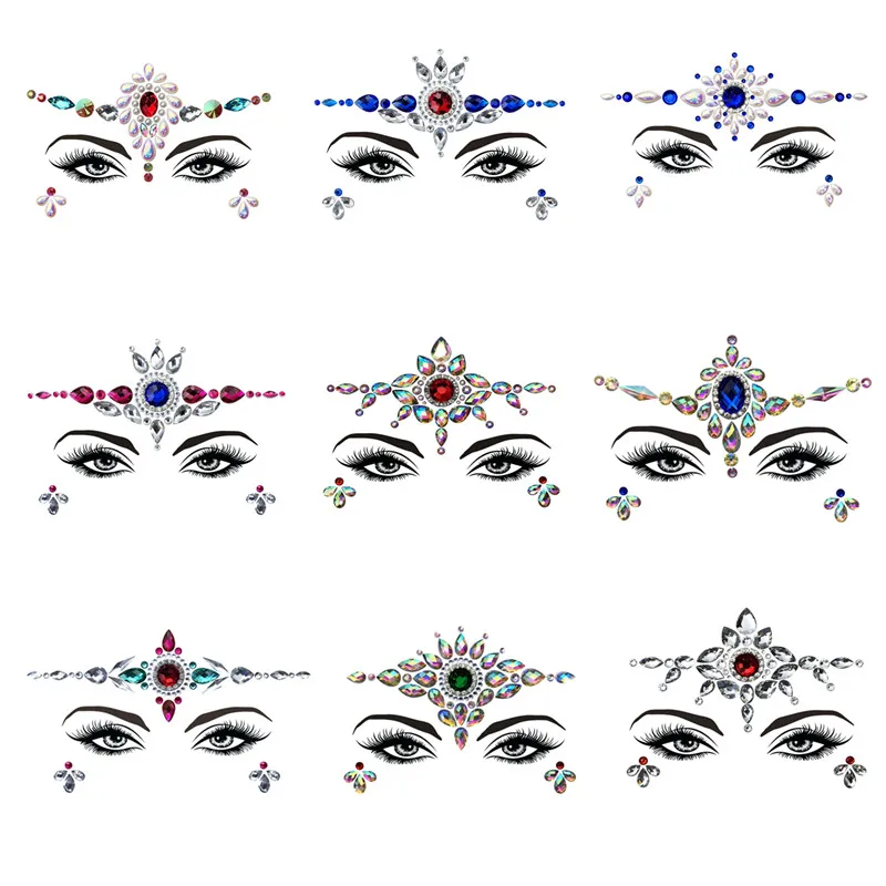 

Adhesive Face Gems Rhinestone Temporary Tattoo Jewels Festival Party Body Glitter Flash Temporary Tattoos Sticke New Makeup Set