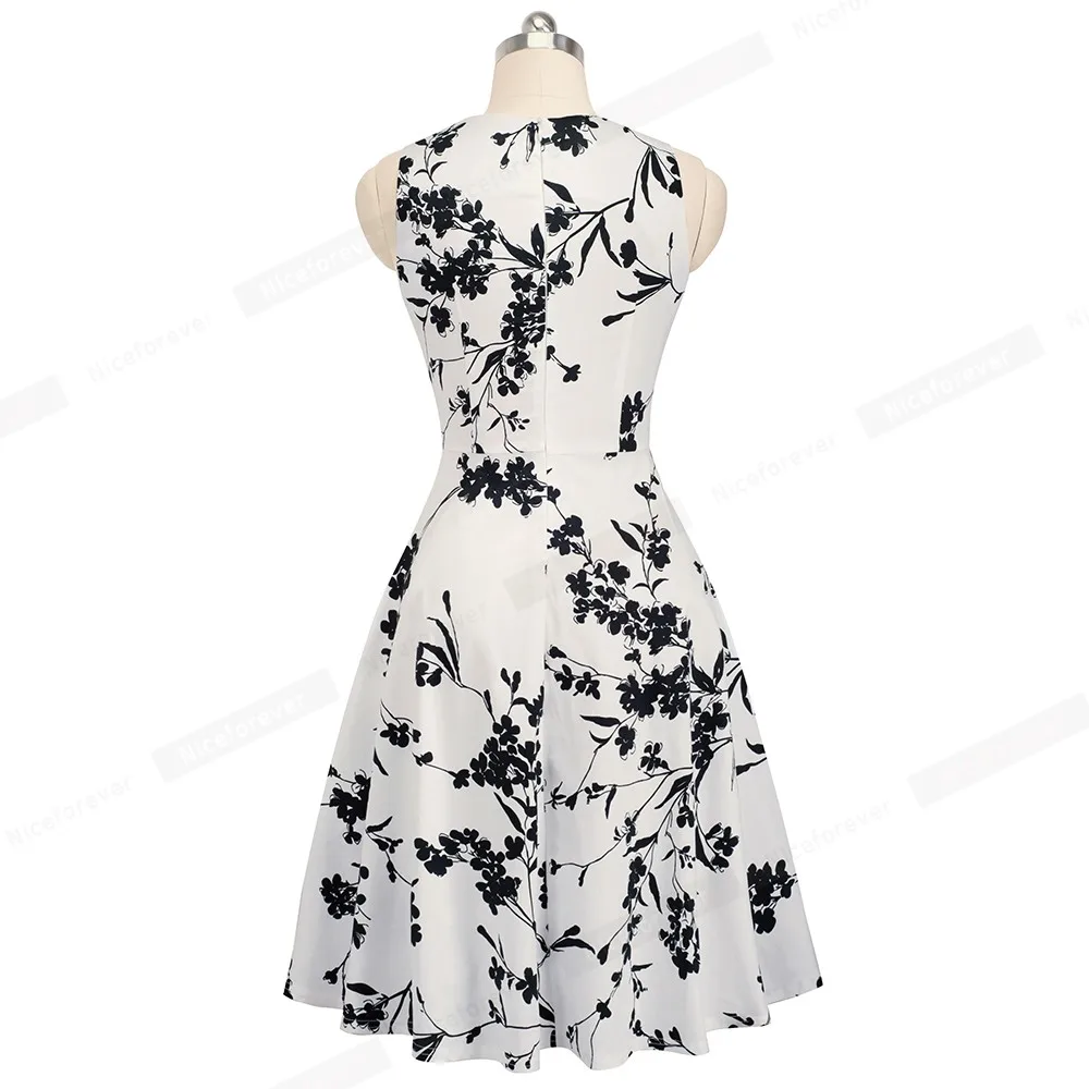 Nice-forever Vintage Elegant Embroidery Floral Lace Patchwork vestidos A-Line Pinup Business Women Party Flare Swing Dress A079 144 Nice-forever Vintage Elegant Embroidery Floral Lace Patchwork vestidos A-Line Pinup Business Women Party Flare Swing Dress A079 144