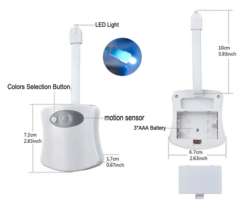 Умный светодиодный ночник на сиденье для унитаза датчик движения PIR Autor Switch WC Light 8