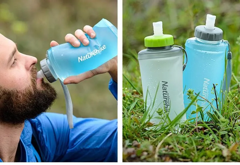 Naturehike портативная силиконовая складная сумка для воды, Спортивная, походная, уличная чашка, сумки для воды, посуда для напитков с соломенным чайником, дорожные бутылки