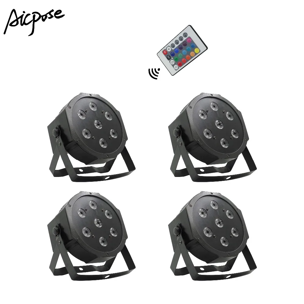 

4Pcs/lots 7x12w Remote Par lights Small Lens 7*12w RGBW 4 in 1 Fat Par Led With DMX512 Disco Lights Professional Stage Light