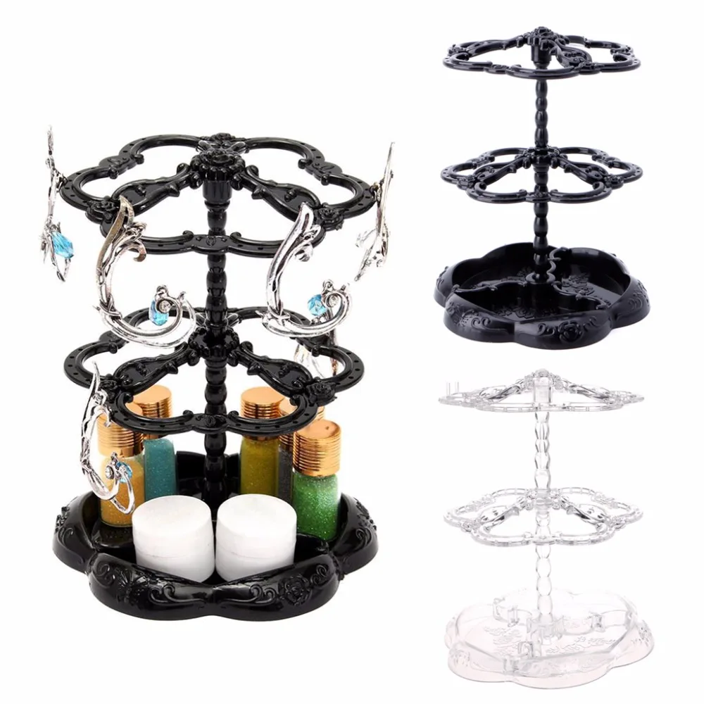 

JAVRICK 16cmx14cm Retro Rotating Eardrop Earring Jewelry Display Hanging Holder Stand Organizer Black/White