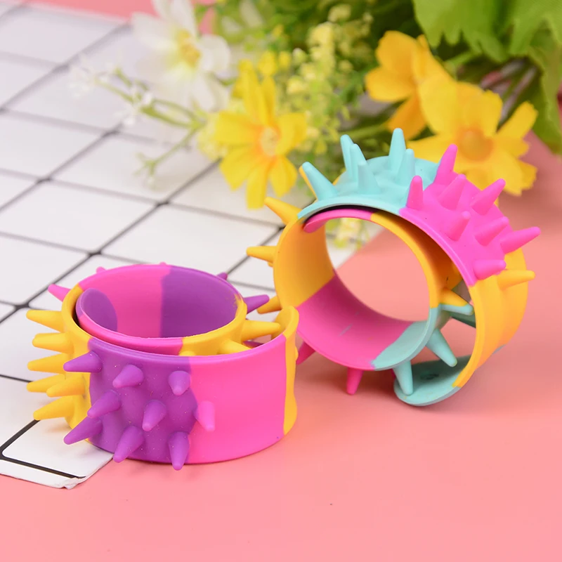 Антистресс для детей Autism Spiky Slap Bracelet силиконовый шип Непоседа браслеты офисные школьные классные сенсорные Классические игрушки