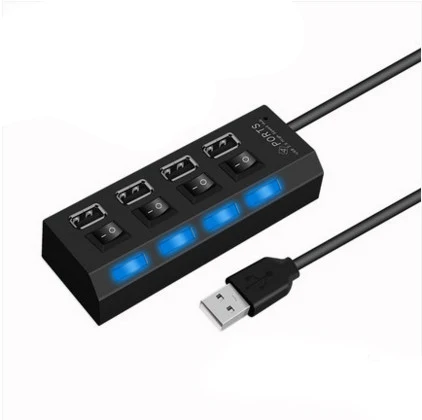 TWOBRO USB HUB 2,0 портативный 4/7 портов USB 2,0 концентратор сплиттер кабель адаптер с Отдельный переключатель для MacBook, ПК, ноутбук - Цвет: 4 ports black