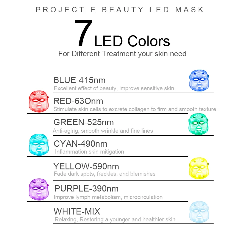  2 Types 7 Colors Electric Led Facial Mask Face Mask Machine Light Therapy Acne Mask Neck Beauty Led