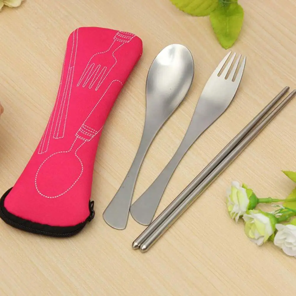 Outdoor Camping Cutlery Set 3PCS Portable Dinnerware Set Travel Picnic
