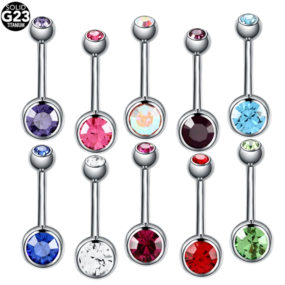 Buy 10pcslot G23 Titanium Navel Piercing Silver Belly Button Rings Gem Navel