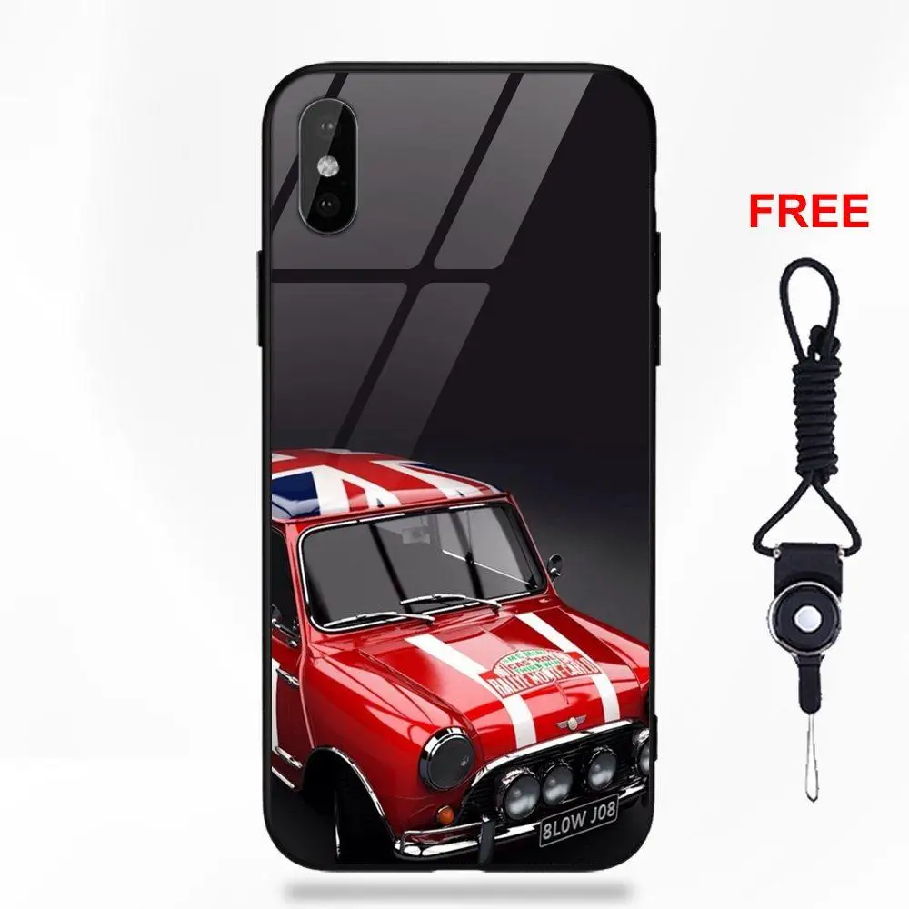 Автомобиль Mini Cooper Jcw распродажа Мягкий ТПУ чехол+ закаленное Стекло чехол для телефона для Apple iPhone 5 5C 5S SE 6 6 S 7 8 Plus X XS Max XR