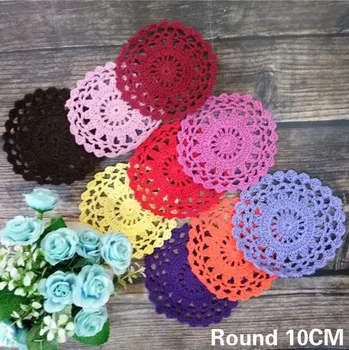 

10CM Round Vintage Cotton Lace Placemat Crochet Doily Table Placemat Coaster Tea Cup Coffee Mug Table Mats For Home Decor Pad