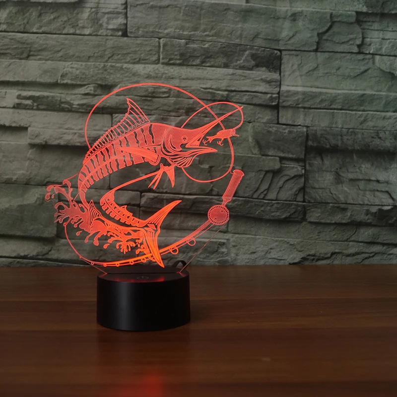 Светодиодная 3d лампа для рыбалки ночсветильник с питанием от USB и сенсорным