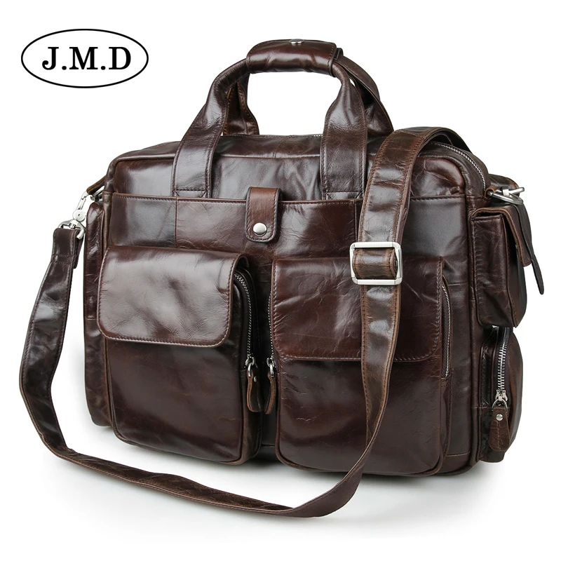 Genuine Cowhide Leather Men Messenger Shoulder Bags high quality Vintage Tote Handbag Men's 15