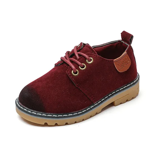 Весенне-осенняя модная детская обувь для мальчиков и девочек, кроссовки для маленьких мальчиков, детская повседневная обувь в винтажном британском стиле - Цвет: wine red