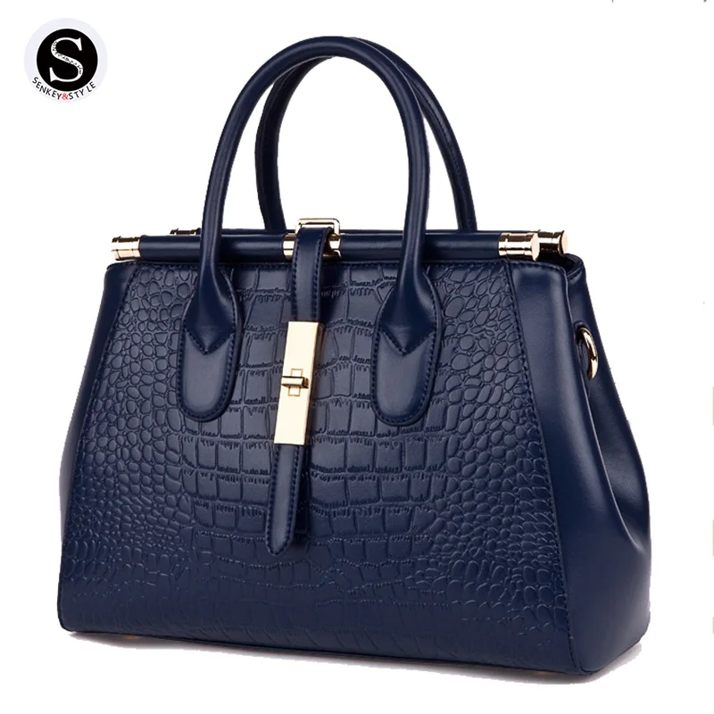 

Senkey Style 2017 Genuine Leather Bags For Women Alligator Crocodile Pattern Luxury Handbags Women Bags Designer Famous Brands