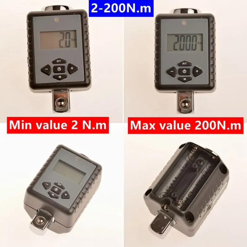 

Pro Digital Display Torque Wrench Adapter Adjustable Electronic Spanner Bike Car Repair 2-200Nm
