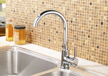 

Best!Chrome Kitchen faucet 100% copper hot and cold single rotation single hole bathroom sink vegetables basin mixer taps
