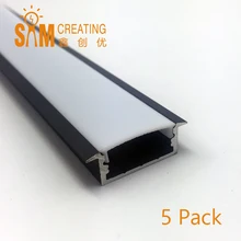 UnvarySam 5 шт./упак. 0,5 м черный встраиваемые Алюминий светодиодный профиль с фланцем можно использовать для приема гостей на полоска в пределах 20 мм Ширина 10 мм
