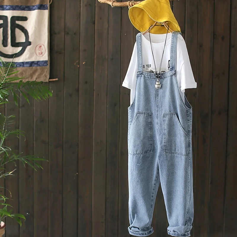 

Jumpsuit 2019 Women Dungarees Online Chinese Store Pocket Hippie Harem Pants Harajuku Streetwear Baggy Causal Pants TA1582